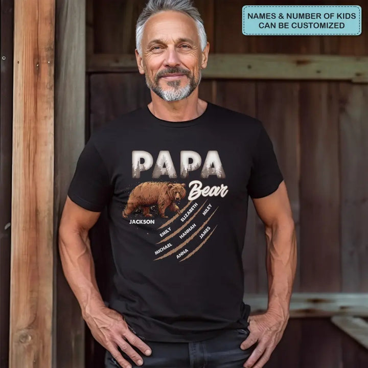 Papa Bear - Personalized Custom T-shirt - Father's Day Gift For Dad