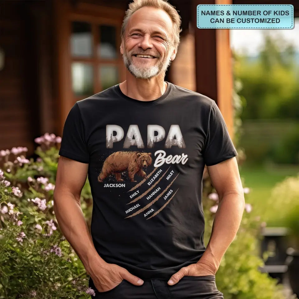 Papa Bear - Personalized Custom T-shirt - Father's Day Gift For Dad