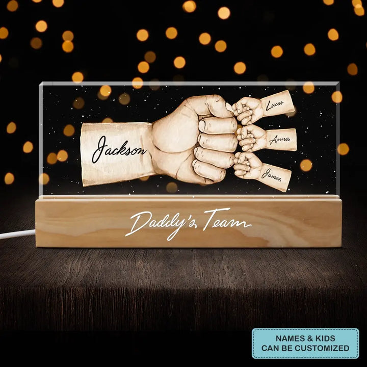 Daddy's Team - Personalized Custom Name Night Light - Gift For Dad