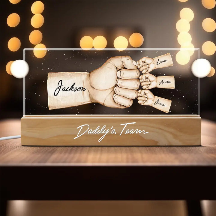 Daddy's Team - Personalized Custom Name Night Light - Gift For Dad