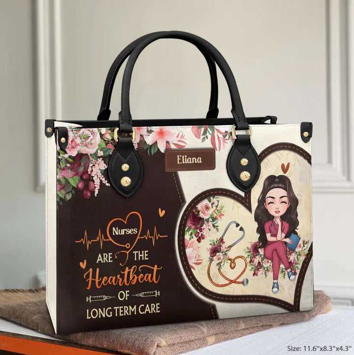 Nurse Are The Heart Of Long Term Care - Personalized Custom Leather Bag - Nurse's Day, Appreciation Gift For Nurse