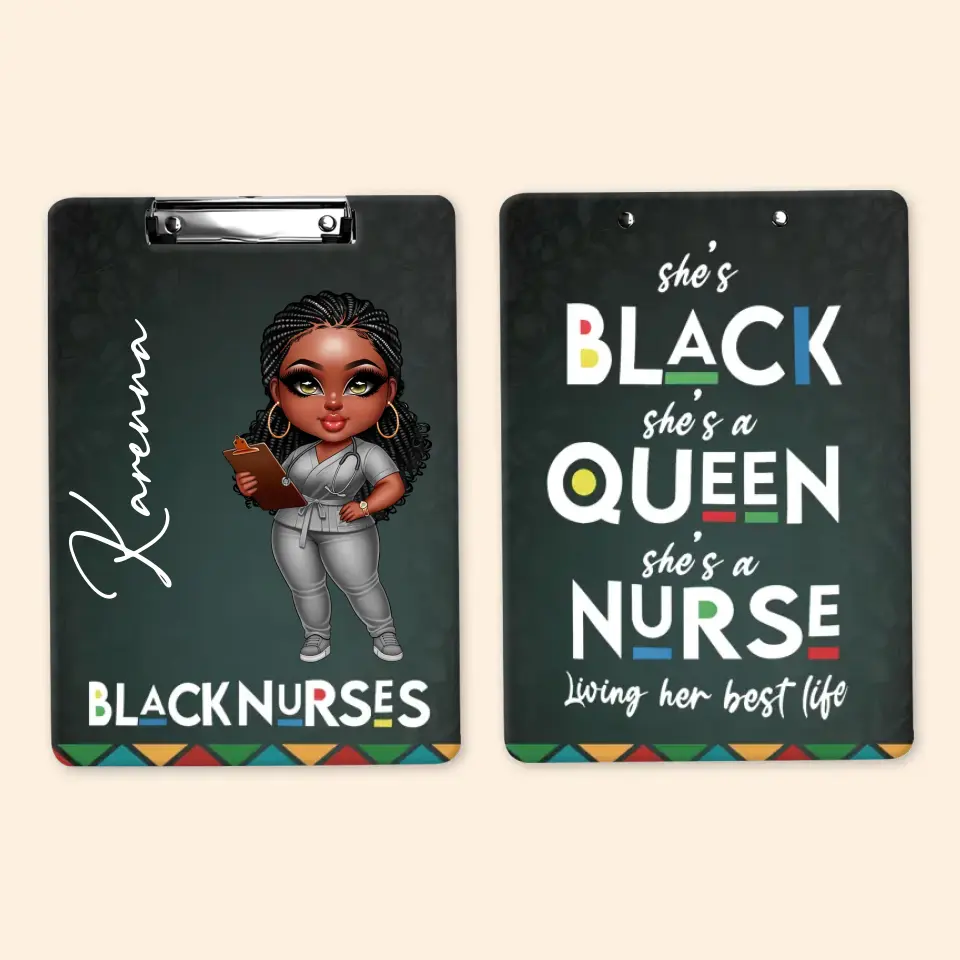 Black Nurse - Personalized Custom Clipboard - Nurse's Day, Appreciation Gift For Nurse