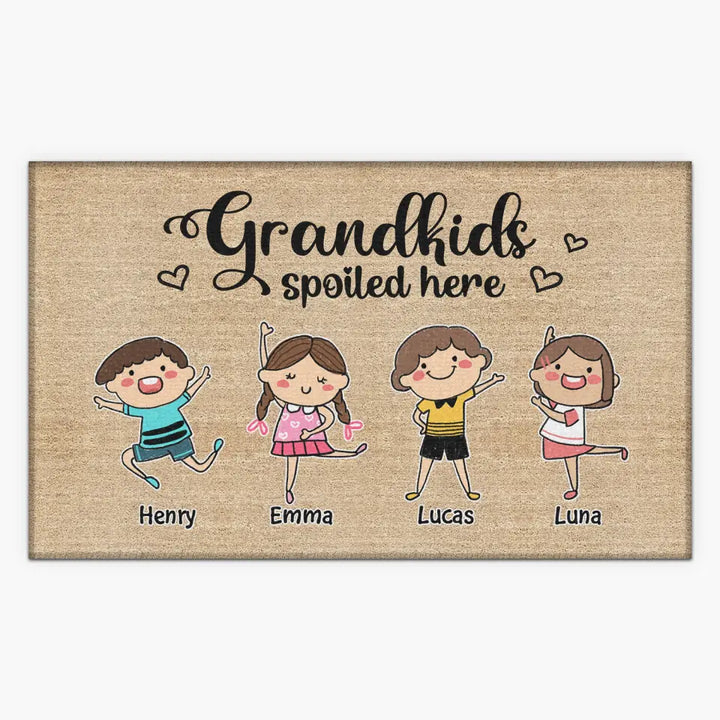 Grandkids Spoiled Here - Personalized Custom Doormat - Mother's Day Gift For Grandma