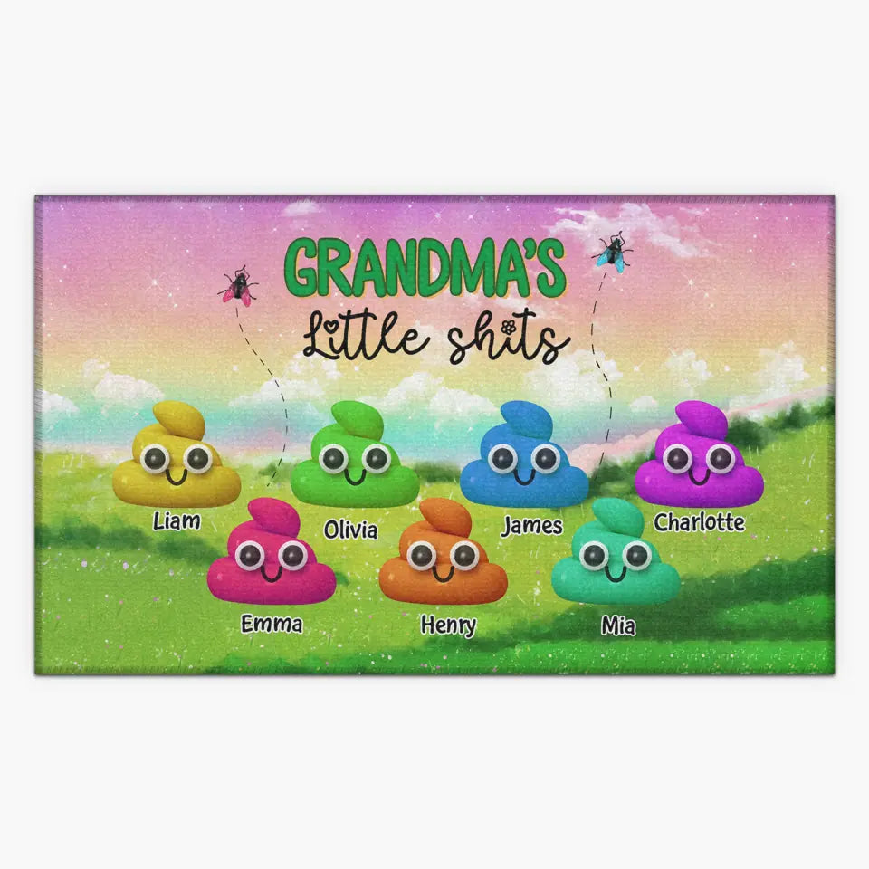 Grandma's Little Shits - Personalized Custom Doormat -  Gift For Grandma