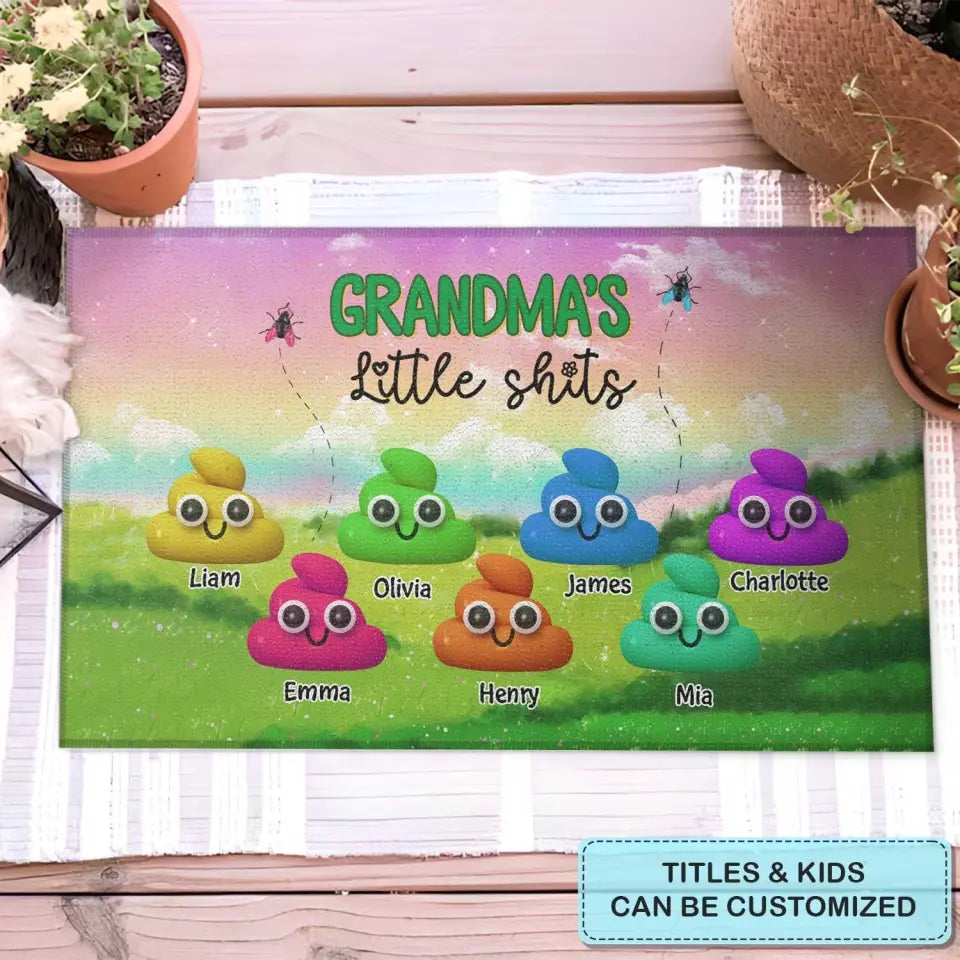 Grandma's Little Shits - Personalized Custom Doormat -  Gift For Grandma