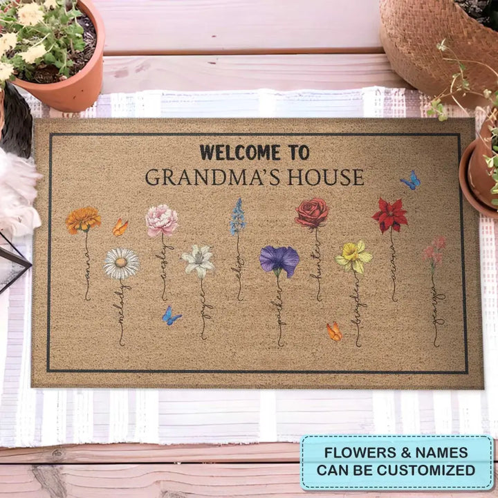 Welcome To Grandma House - Personalized Custom Doormat - Mother's Day Gift For Grandma