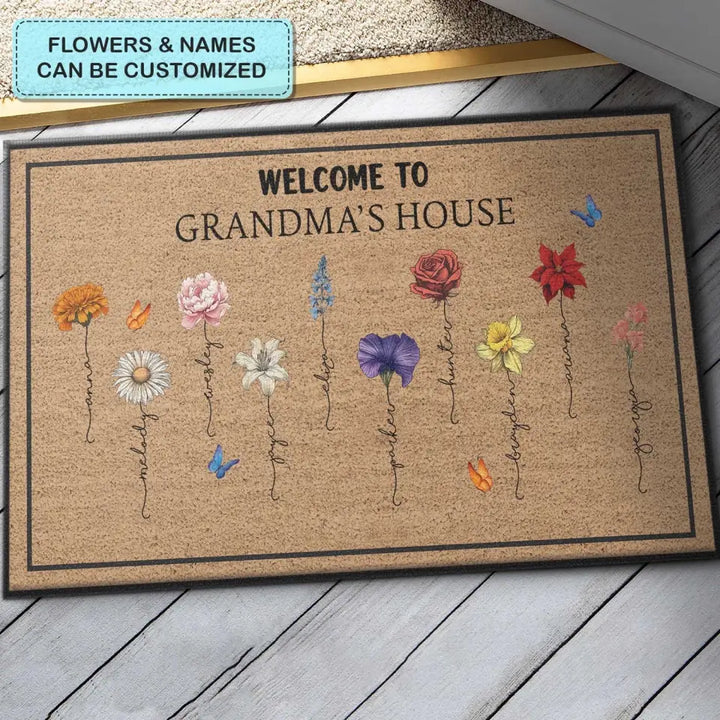 Welcome To Grandma House - Personalized Custom Doormat - Mother's Day Gift For Grandma