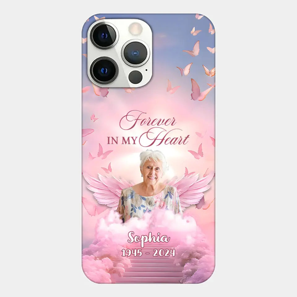 In Loving Memory Angel Wings Butterflies - Personalized Custom Phone Case - Memorial Gift
