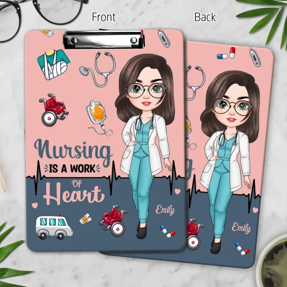 Nursing Is A Work Of Heart - Personalized Custom Clipboard - Nurse's Day, Appreciation Gift For Nurse
