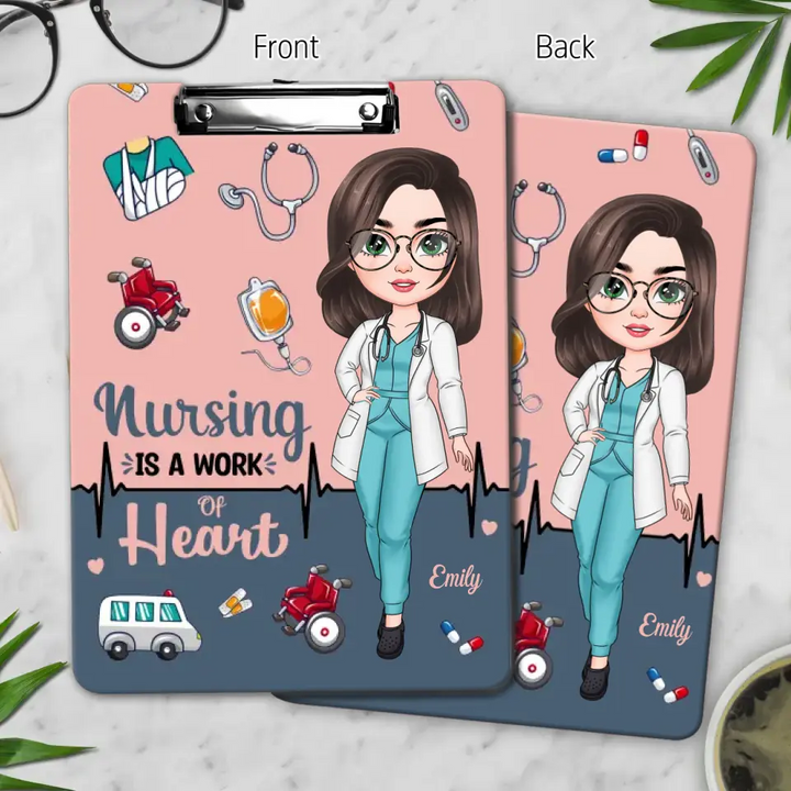 Nursing Is A Work Of Heart - Personalized Custom Clipboard - Nurse's Day, Appreciation Gift For Nurse