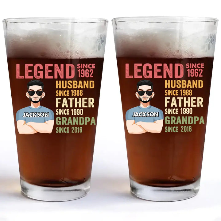Legend Husband Father Since - Personalized Custom Beer Glass - Father's Day Gift For Dad