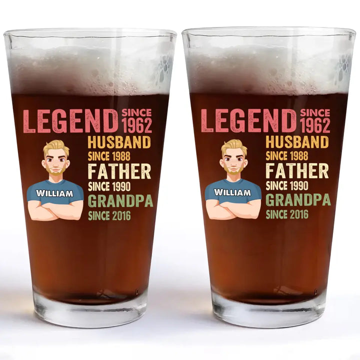 Legend Husband Father Since - Personalized Custom Beer Glass - Father's Day Gift For Dad