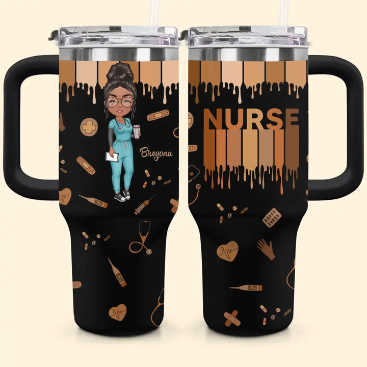 Love Nurse Life - Personalized Custom Tumbler With Handle - Nurse's Day, Appreciation Gift For Nurse