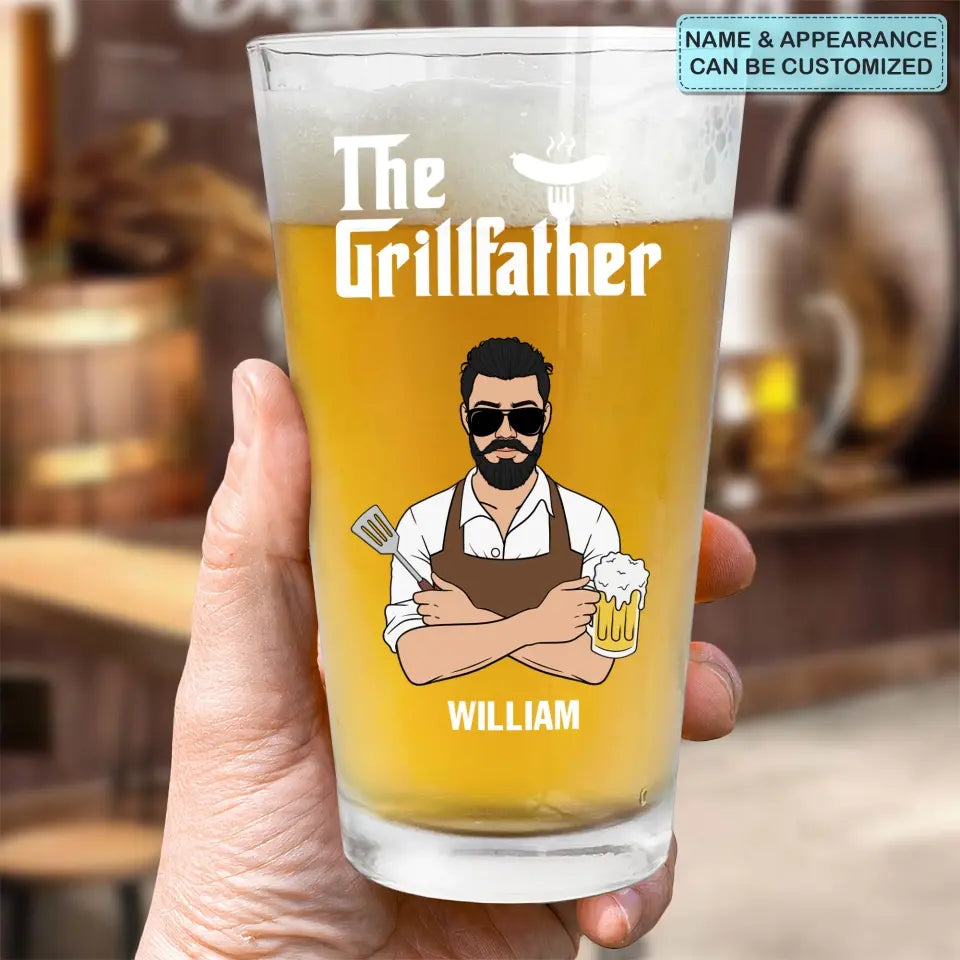 I Drink I Grill And I Know Thing - Personalized Custom Beer Glass - Father's Day Gift For Dad