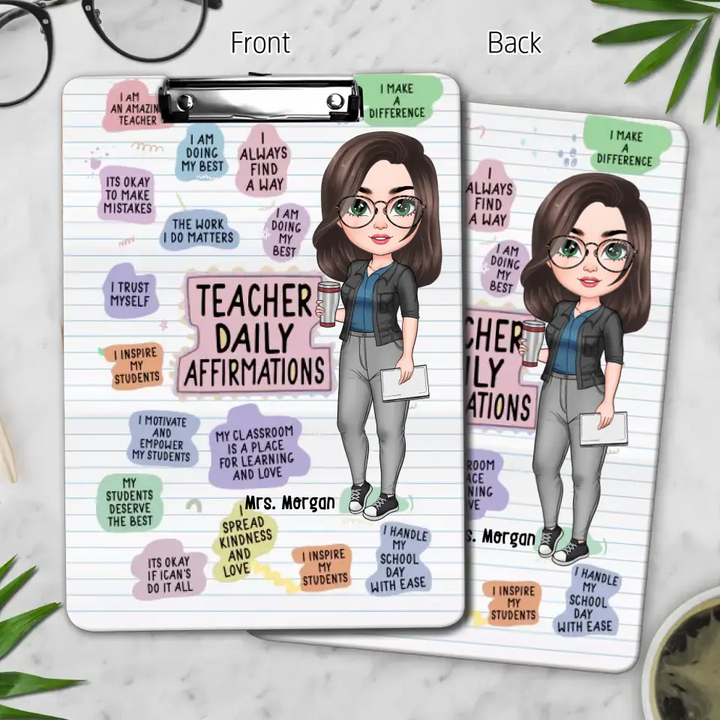 Teacher Daily Affirmation - Personalized Custom Clipboard - Teacher's Day, Appreciation Gift For Teacher