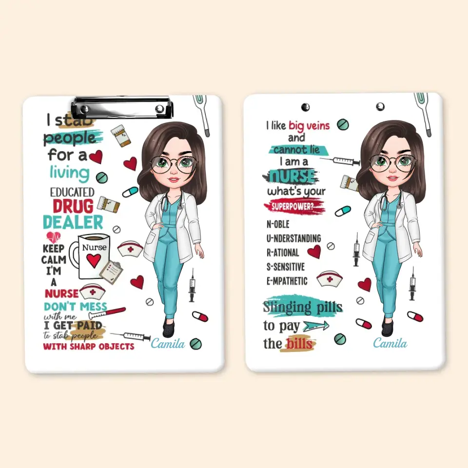 I Stab People For A Living - Personalized Custom Clipboard - Nurse's Day, Appreciation Gift For Nurse
