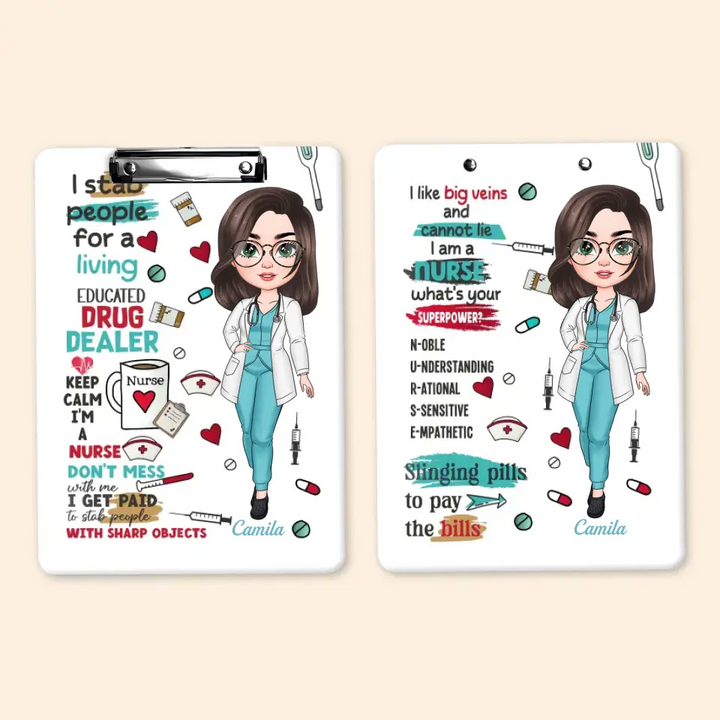 I Stab People For A Living - Personalized Custom Clipboard - Nurse's Day, Appreciation Gift For Nurse