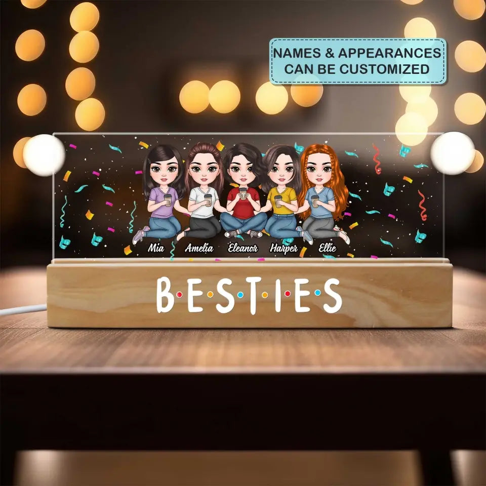 Besties - Personalized Custom Name Night Light - Gift For Friends, Besties