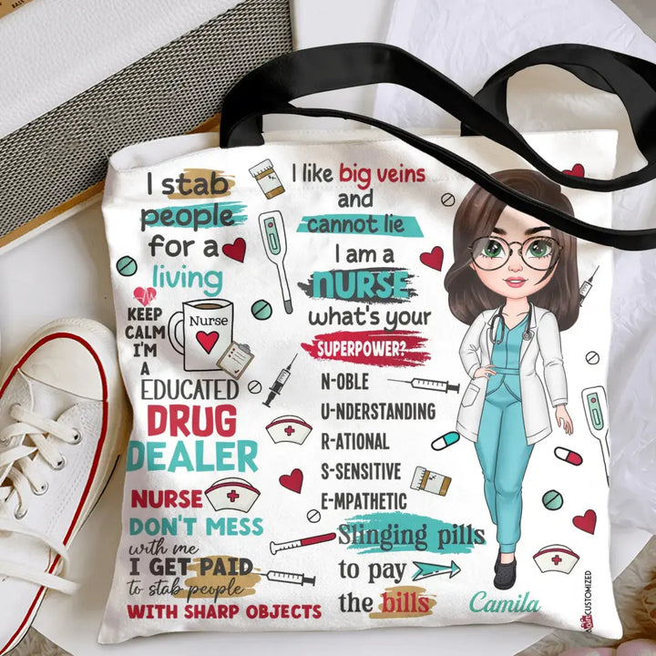 I'm A Nurse What's Your Superpower- Personalized Custom Tote Bag - Nurse's Day, Appreciation Gift For Nurse