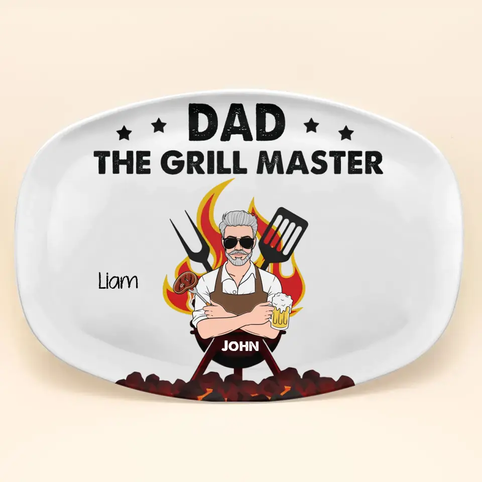 Dad The Grill Master - Personalized Custom Platter - Father's Day Gift For Dad