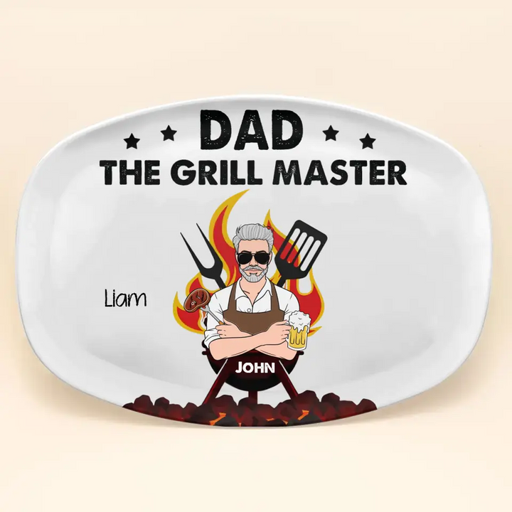 Dad The Grill Master - Personalized Custom Platter - Father's Day Gift For Dad