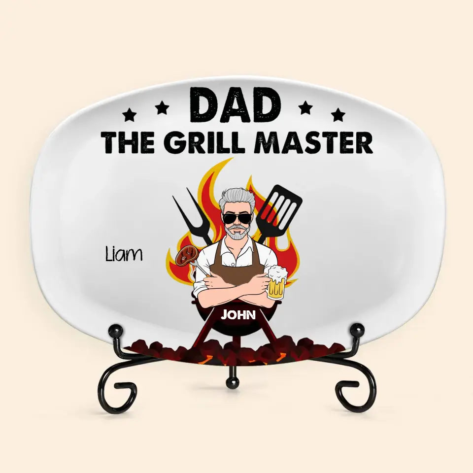 Dad The Grill Master - Personalized Custom Platter - Father's Day Gift For Dad