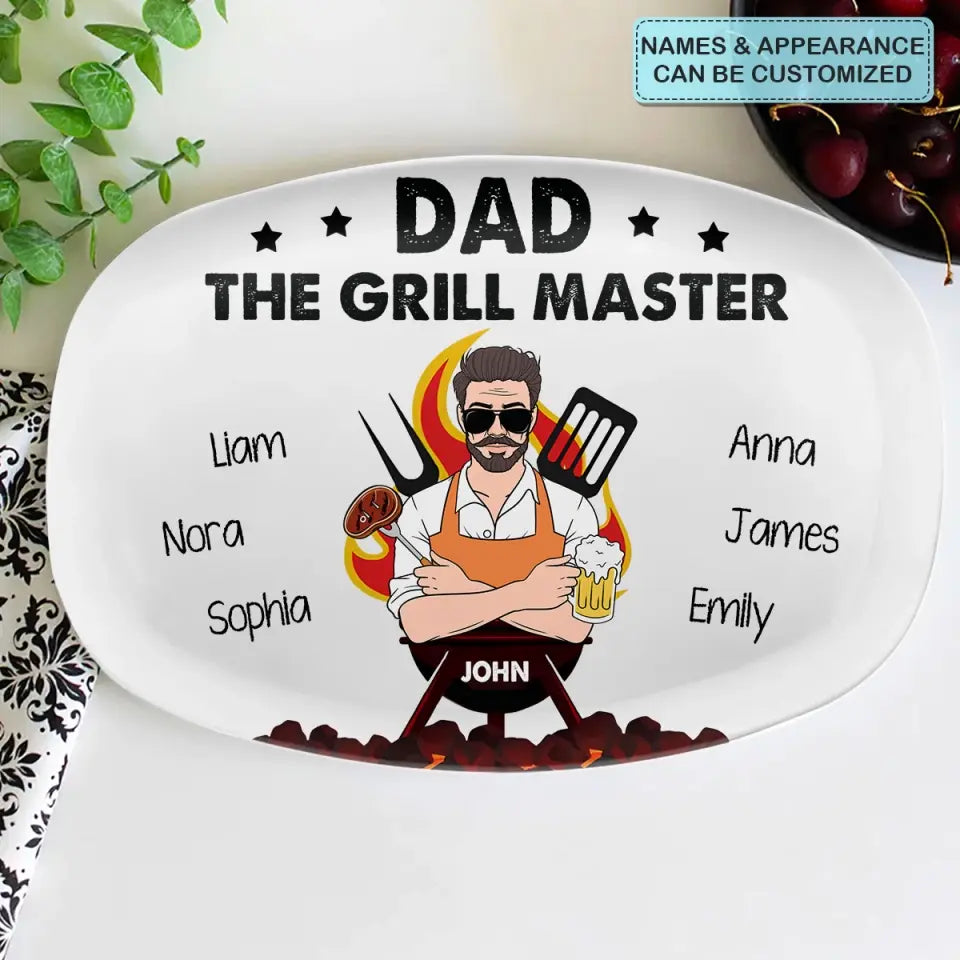 Dad The Grill Master - Personalized Custom Platter - Father's Day Gift For Dad
