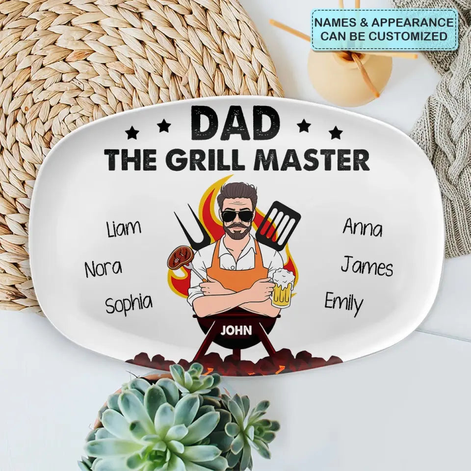 Dad The Grill Master - Personalized Custom Platter - Father's Day Gift For Dad