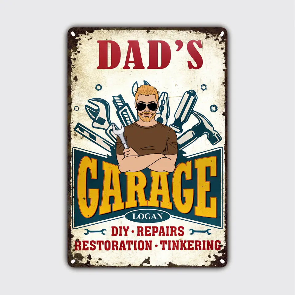 Dad's Garage - Personalized Metal Sign - Father's Day Gift For Dad, Grandpa