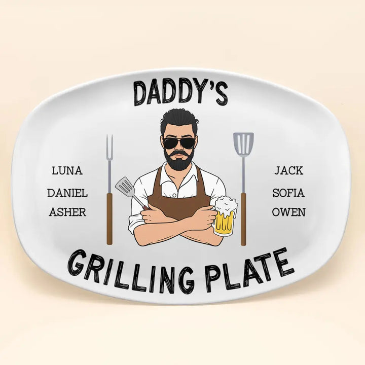 Daddy's Grilling Plate - Personalized Custom Platter - Father's Day Gift For Dad