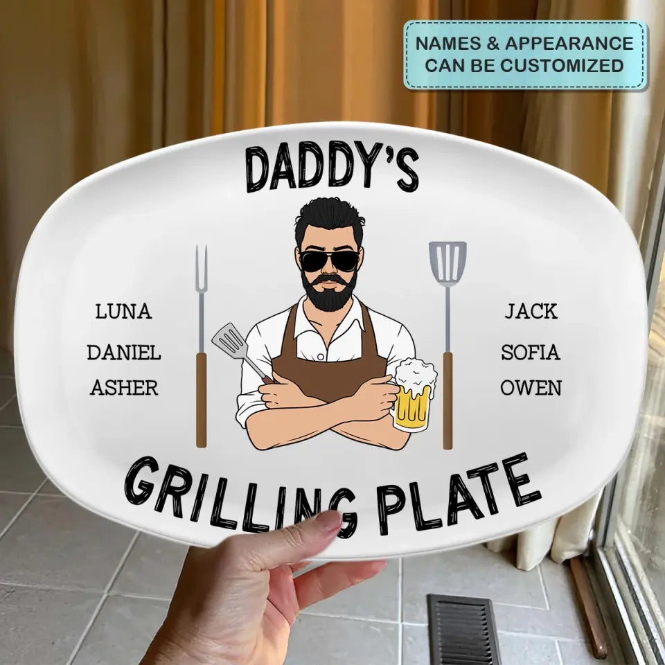Daddy's Grilling Plate - Personalized Custom Platter - Father's Day Gift For Dad