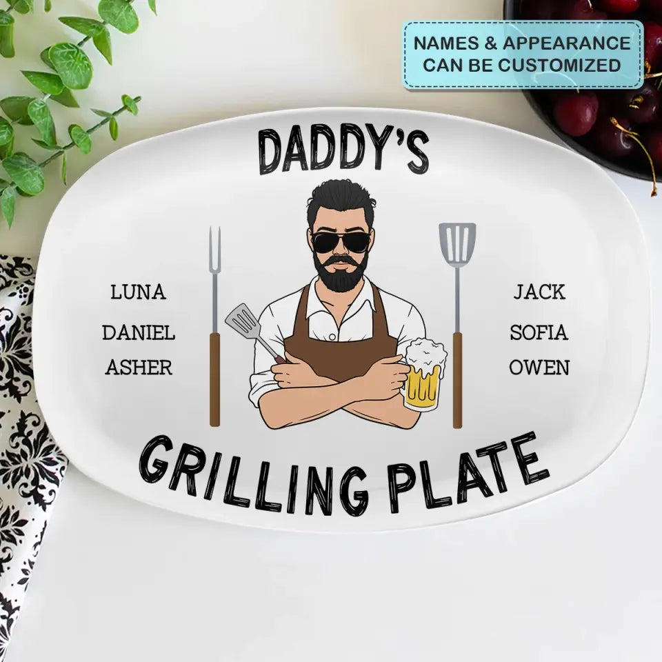 Daddy's Grilling Plate - Personalized Custom Platter - Father's Day Gift For Dad