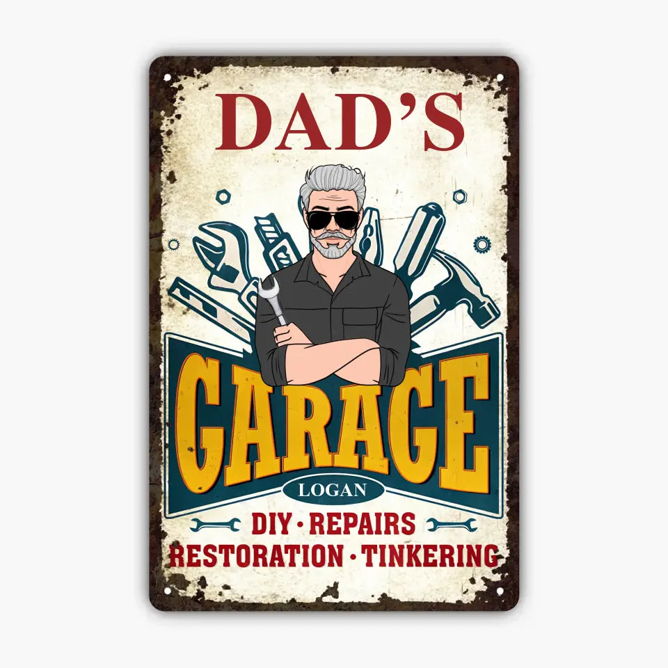 Dad's Garage - Personalized Metal Sign - Father's Day Gift For Dad, Grandpa