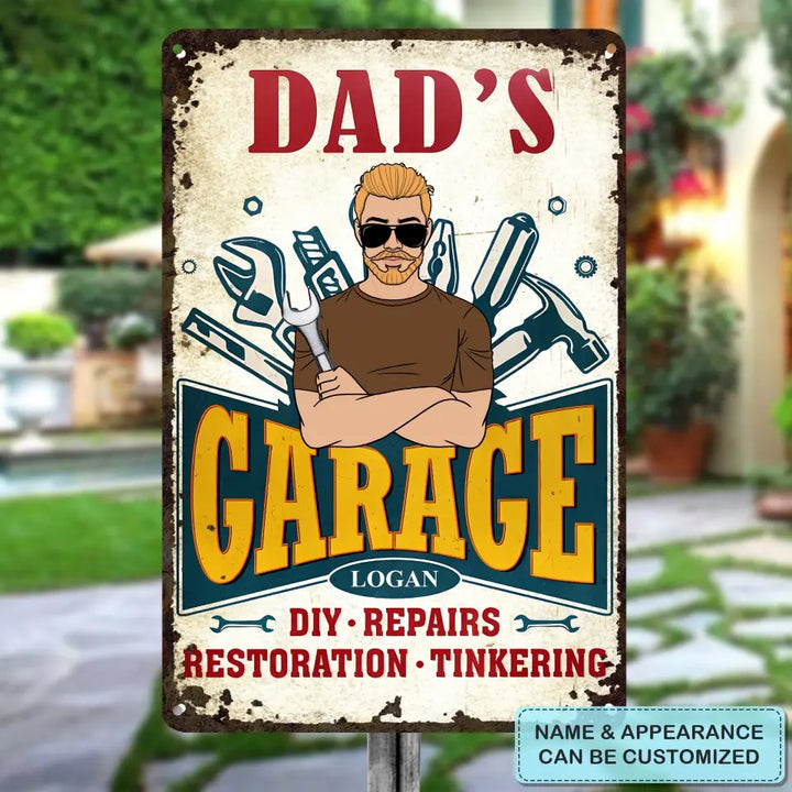 Dad's Garage - Personalized Metal Sign - Father's Day Gift For Dad, Grandpa