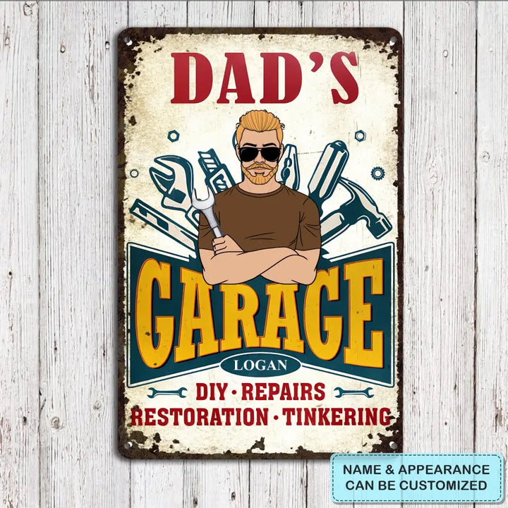 Dad's Garage - Personalized Metal Sign - Father's Day Gift For Dad, Grandpa