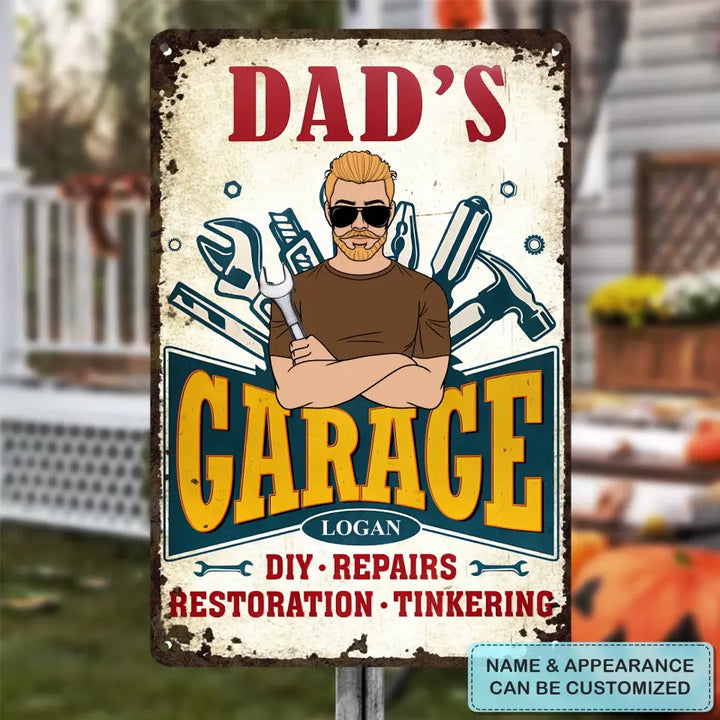 Dad's Garage - Personalized Metal Sign - Father's Day Gift For Dad, Grandpa