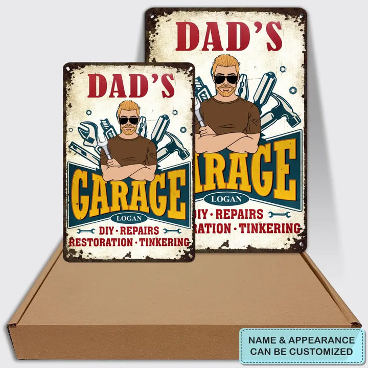 Dad's Garage - Personalized Metal Sign - Father's Day Gift For Dad, Grandpa