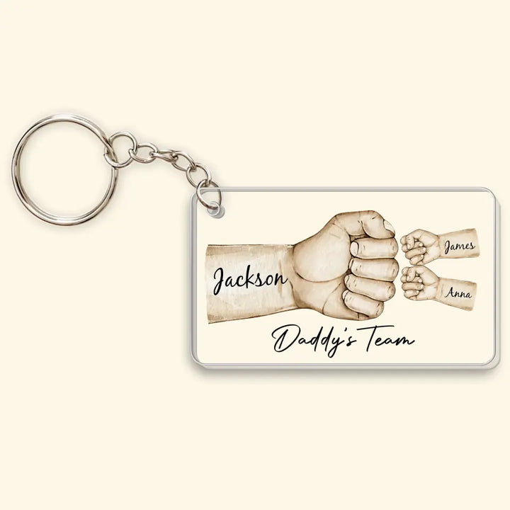 Daddy's Team First Bump - Personalized Custom Acrylic Keychain - Father's Day Gift For Dad