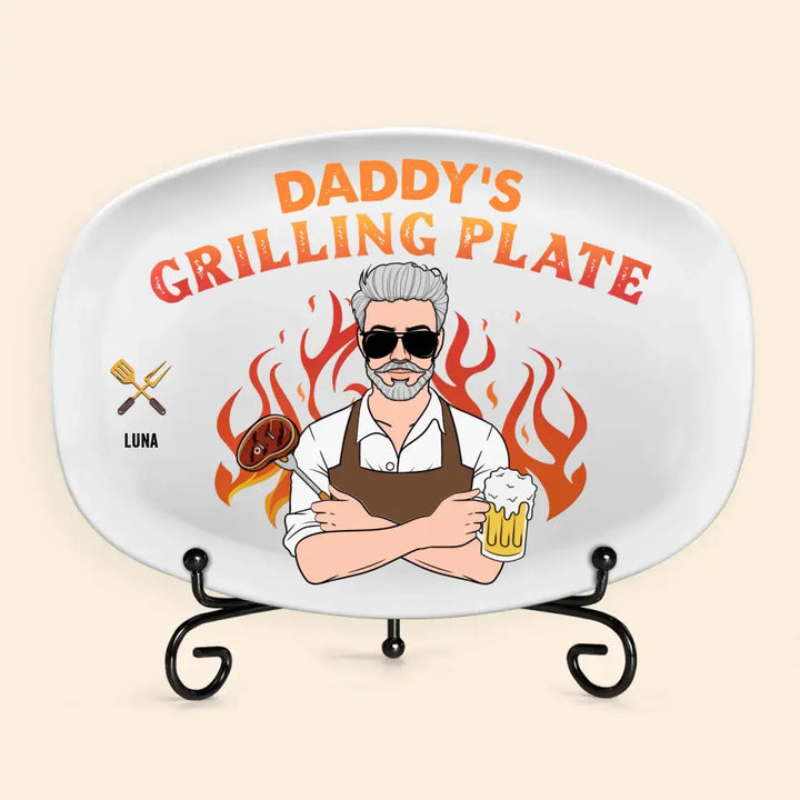 Dad's Grilling Plate - Personalized Custom Platter - Father's Day Gift For Dad