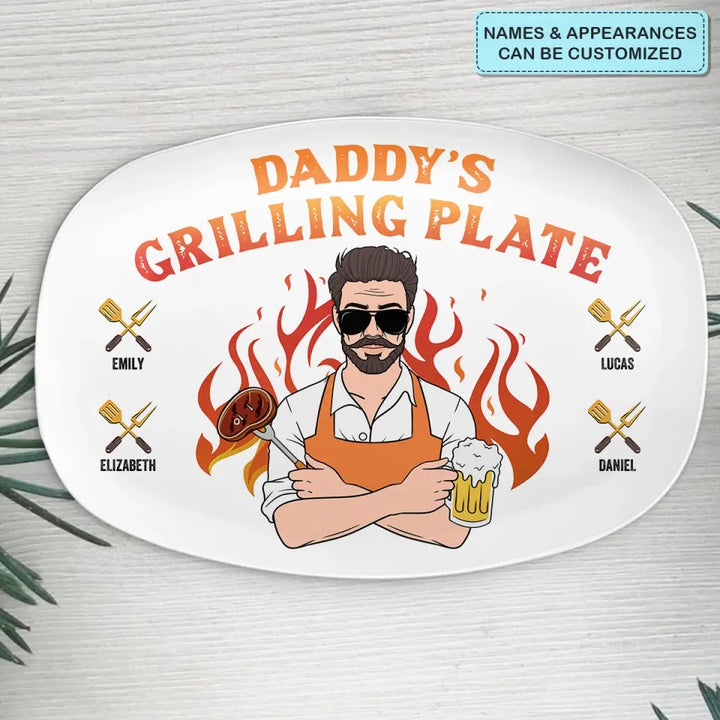 Dad's Grilling Plate - Personalized Custom Platter - Father's Day Gift For Dad