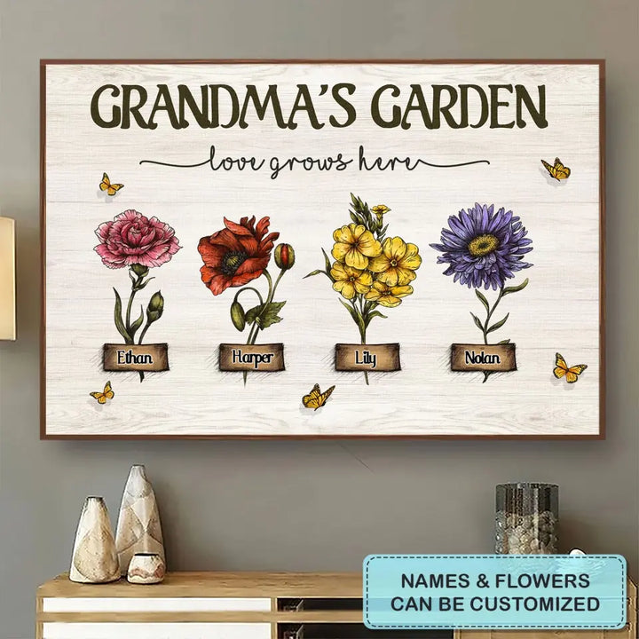 Nana's Garden - Personalized Custom Poster/Wrapped Canvas - Gift For Grandma, Family Members