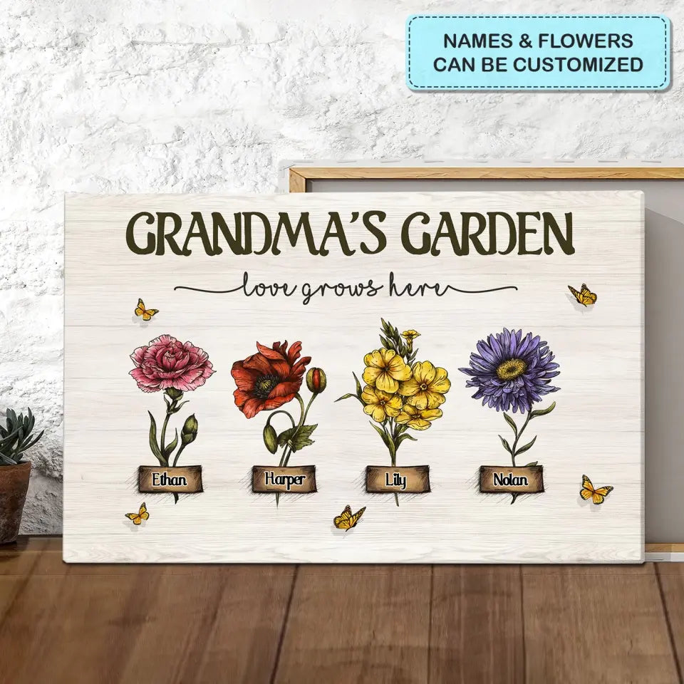 Nana's Garden - Personalized Custom Poster/Wrapped Canvas - Gift For Grandma, Family Members