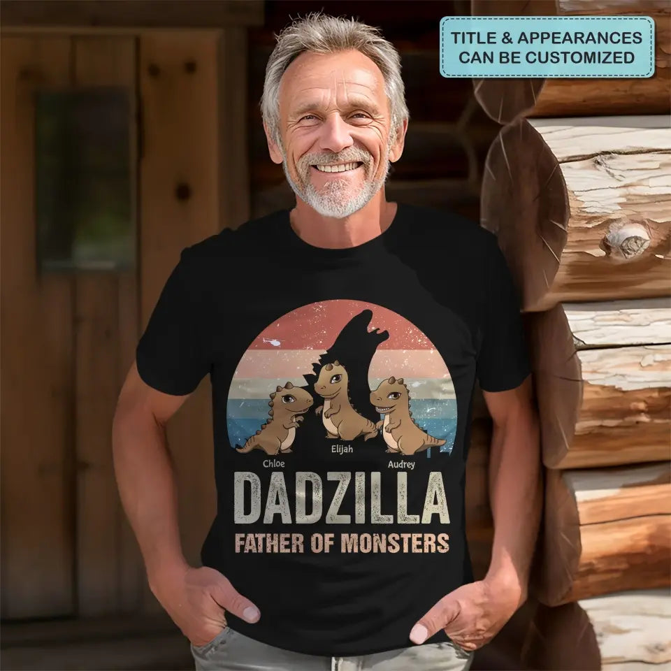 Dadzilla Father Of Monsters - Personalized Custom T-shirt - Father's Day Gift For Dad, Family Members