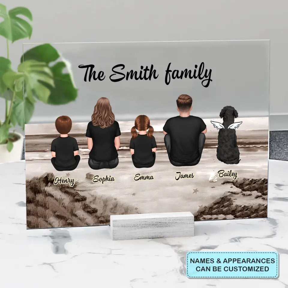 Family Sitting Back - Personalized Custom Acrylic Plaque - Gift For Family, Family Members