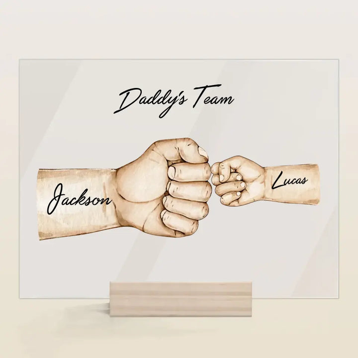 Daddy's Team - Personalized Custom Acrylic Plaque - Father's Day Gift For Dad
