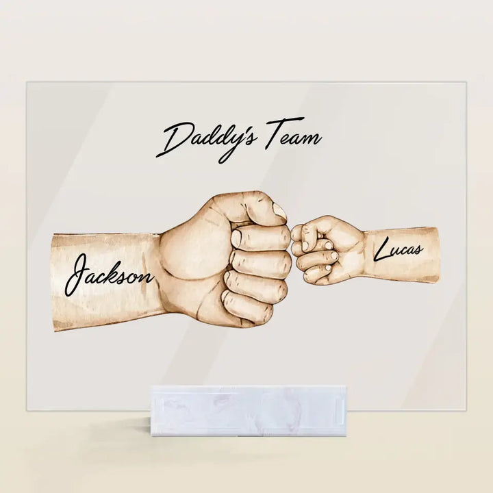 Daddy's Team - Personalized Custom Acrylic Plaque - Father's Day Gift For Dad