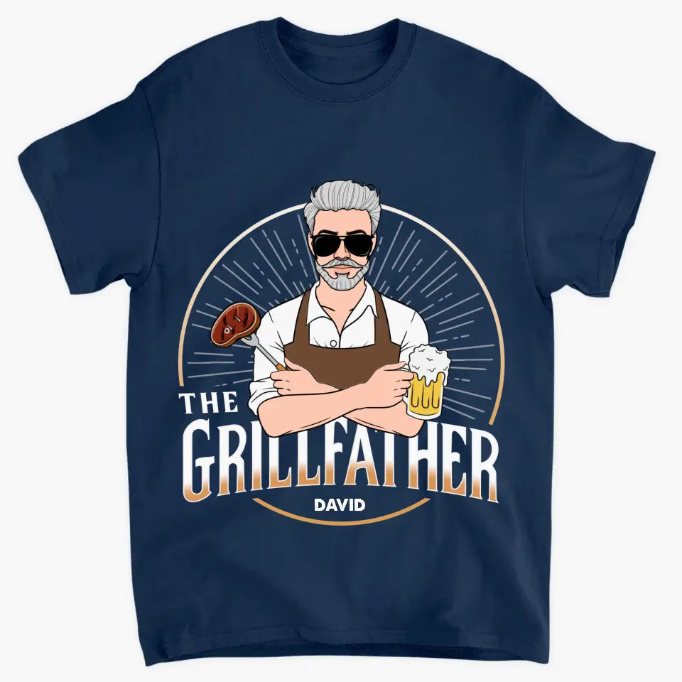 The Grill Father - Personalized Custom T-shirt - Father's Day Gift For Dad, Family Members