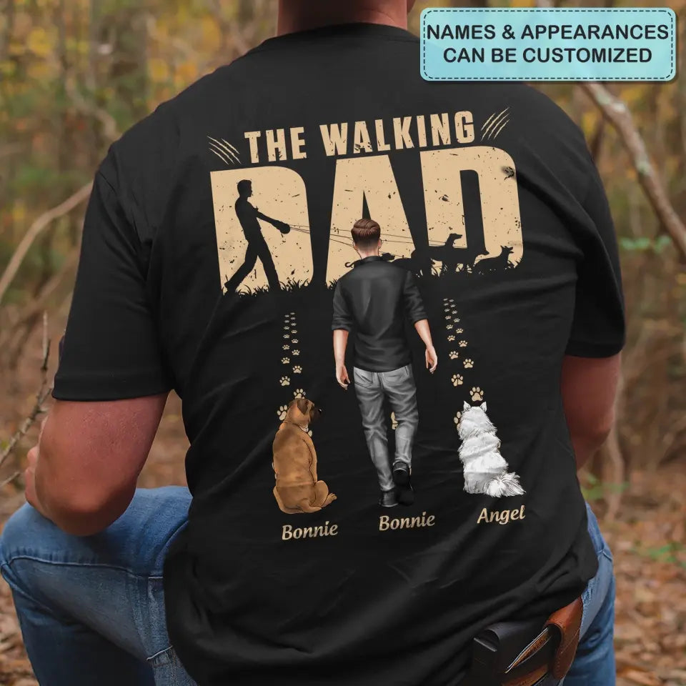 The Walking Dad - Personalized Custom Back Printed T-shirt - Father's Day Gift For Dad