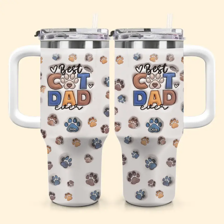 Best Dog Dad Ever - Personalized Custom Tumbler With Handle - Father's Day Gift For Dad