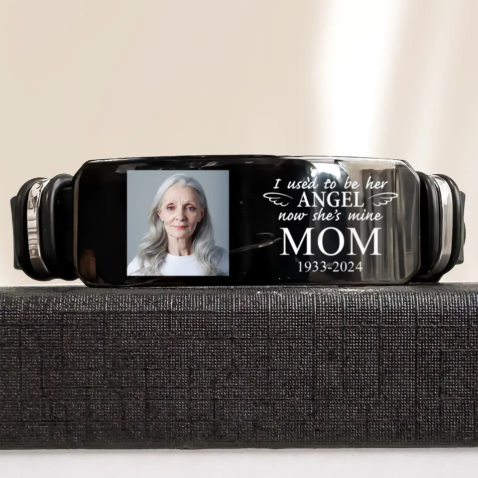 I Used To Be Her Angel - Personalized Custom Photo Bracelet - Memorial Gift